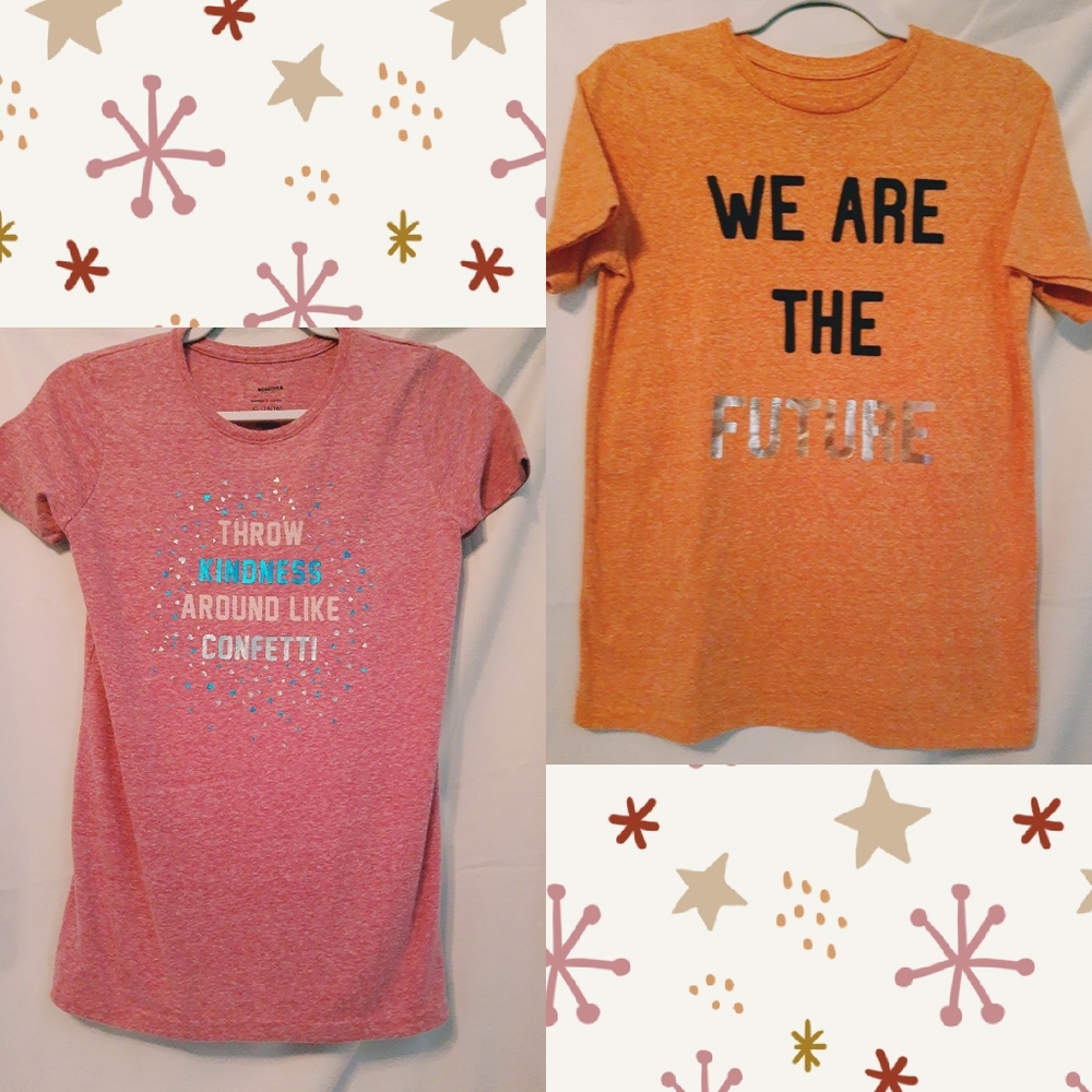 Juniors Tee Bundle Positive Message Orange Pink Size XL 14/16